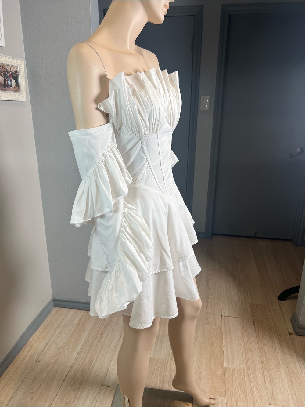 ASOS White Off-Shoulder Ruffle Tiered Dress - Picture 2 of 14